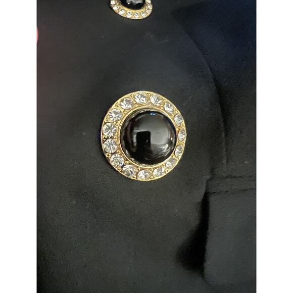 VTG vergianni Black Satin Tuxedo Jacket Blazer Gold Rhinestone Buttons 6 - Picture 4 of 4